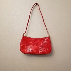 SHEIN Red Crocodile Patterned Satchel Bag
